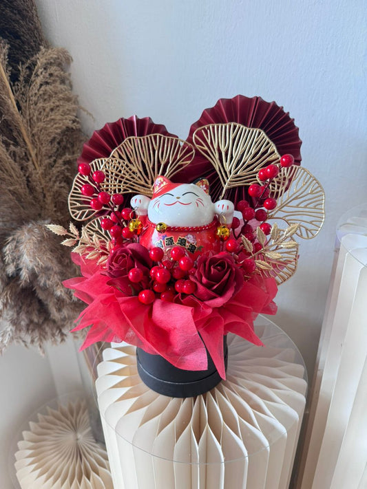 RED LUCKY CAT FLOWER BOX