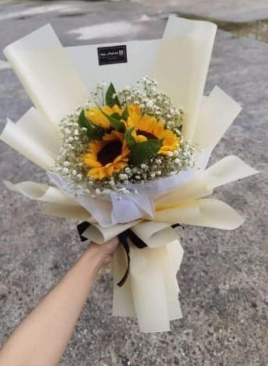 CONVO 3PCS FRESH SUNFLOWER BOUQUET (CREAM)