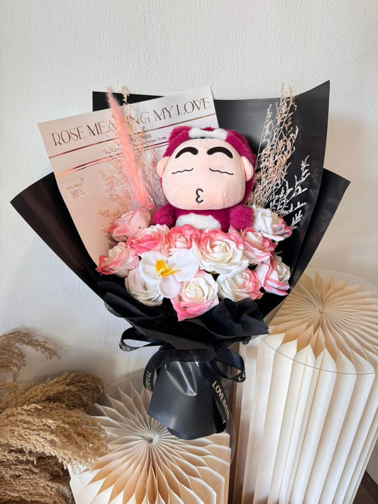 LOTSO X SHINCHAN FLOWER BOUQUET (WHITE PINK )