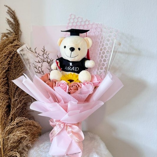 MEDIUM CONVO BEAR SERIES FLOWER BOUQUET (PINK)