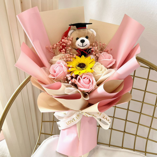 CONVO BEAR SERIES FLOWER BOUQUET (PALE PINK)