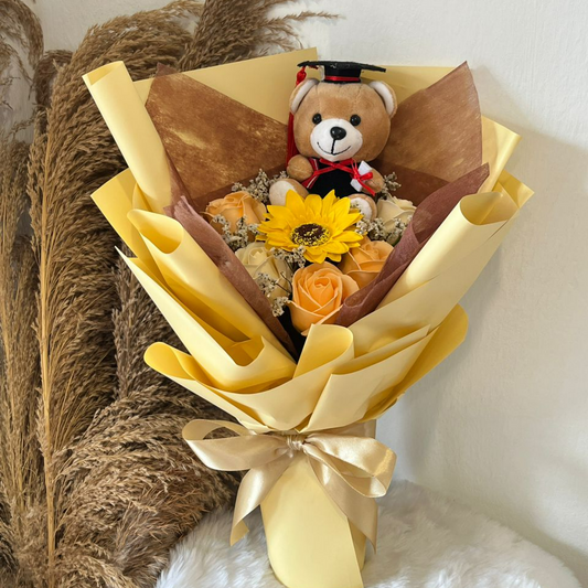 CONVO BEAR SERIES FLOWER BOUQUET (GOLD WIRE)