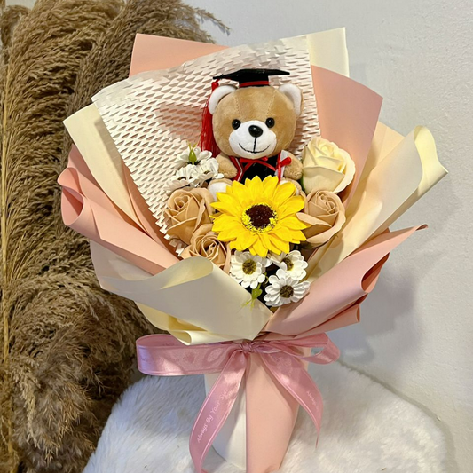 CONVO BEAR SERIES FLOWER BOUQUET (PINK PLUS WHITE)