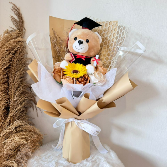 MEDIUM CONVO BEAR SERIES FLOWER BOUQUET (BROWN)