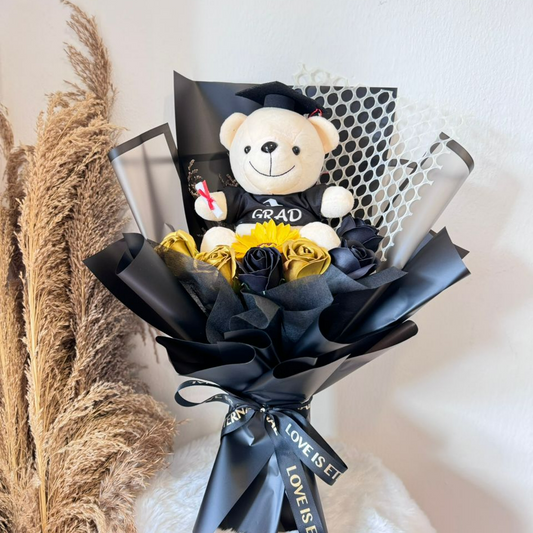 MEDIUM CONVO BEAR SERIES FLOWER BOUQUET (BLACK)