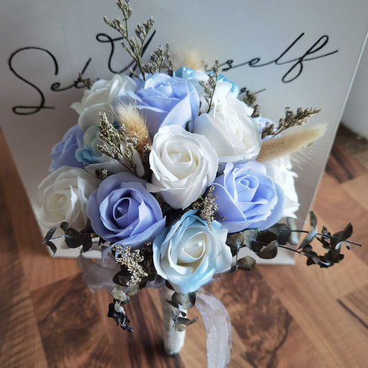 BLUE ROSE BRIDAL HAND BOUQUET