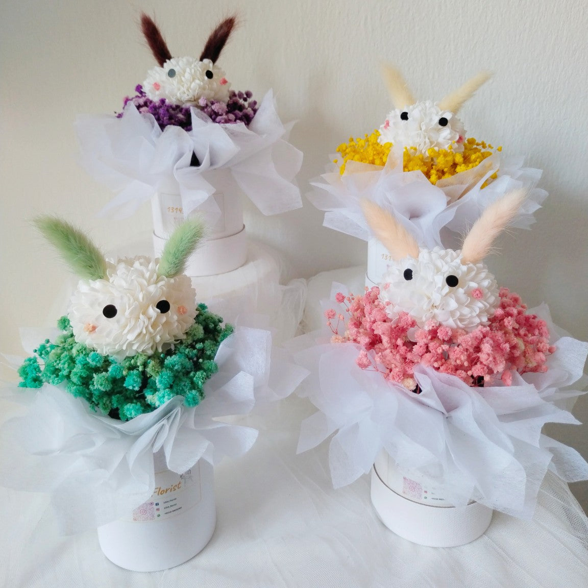 BUNNY BABY BREATH TABLE FLOWER