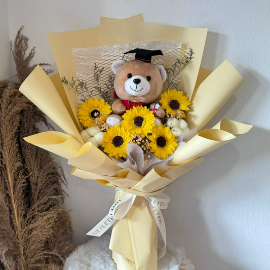 MEDIUM CONVO BEAR SUNFLOWER BOUQUET (YELLOW)