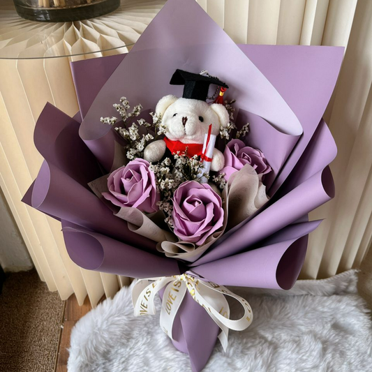 CONVO BEAR SERIES BOUQUET (PURPLE ROSE)